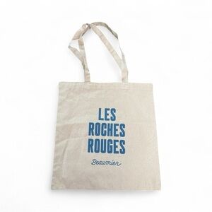 Beaumier Beige Tote Bag with Blue Print LES ROCHES ROUGES NWOT Made in France